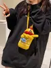 Bolsa de Palha Desenho Animado Boca de Salsicha Produto Acabado Crochê de Lã Bolsa Transversal para Crianças Família Bolsa Fofa para Celular Bolsa Tricotada à Mão