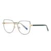Lentes Metálicos Negros con Luz Anti-Azul para Mujer, Lentes Planos Retro Ojo de Gato 3007, Estilo Retro Artístico