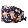 Touca Cirúrgica Tecido Estampado Touca de Médico Touca de Enfermeira Desenho Animado Estampado Touca de Beleza Touca Sanitária Touca Cirúrgica Ajustável