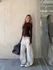Jeans American Retro Desgastado Lavado Sujo Dirtyfit Scimitar para Homens e Mulheres Design Desconstruído Calças Casuais