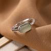 Anillo Simple Plateado con Incrustaciones de Jade Hetian de Imitación Personalidad Moda Brillante Elegante Anillo Abierto de Mujer Estilo Étnico