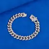 Pulsera Cubana de Plata 925 Doble Fila de Moissanita, Hip-Hop Europeo y Americano Transfronterizo de 12 mm, Joyería de Lujo de Alta Gama Hecha a Medida