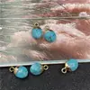 Piedra semipreciosa borde dorado corte Oval pequeño colgante creativo DIY collar pulsera pasador paso material
