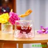 Taza de Café de Doble Capa con Asa de Mariposa de Alto Borosilicato para Uso en Casa con Asa, Taza de Vidrio para Exteriores, Alto Valor Estético, Nuevo Modelo Transfronterizo Taza Especial
