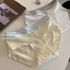 Calcinha Feminina Antibacteriana de Algodão Puro 10A com Entrepernas Estendido, Color Block, Cintura Média, Ajustada ao Corpo, Não Aperta, para o Verão
