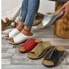 Pantuflas de Cuña de Suela Gruesa de Nuevo Tamaño Transfronterizas para Mujer 2025 Sandalias de Playa Casuales con Patrón de Piedra Europeas y Americanas de Boca de Pez