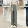 Pantalones de Hielo de Seda Fresca de Pierna Ancha para Mujer, Nuevo Estilo Verano 2026, Cintura Alta, Corte Holgado, Adelgazantes, Caída Suave, Pierna Recta Estrecha, Pantalones Deportivos Delgados