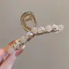 Elegante Novo Estilo Camélia Pérola Luxo Leve Clipe para Traseira da Cabeça Grampo de Cabelo Pinça Tubarão para Cabelo Adorno de Cabeça