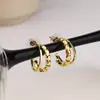 Pendientes de Aro Metálicos Doble Capa con Forma de C, Populares Transfronterizos Europeos y Americanos, Modernos y Elegantes, Versátiles para el Viaje Diario, Pendientes de Plata