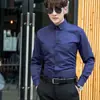 Camisa de Manga Larga de Color Sólido para Hombre Otoño e Invierno 2018 Camisa de Corte Ajustado para Hombre Sin Planchar Camisa de Vestir Casual para Negocios Ropa de Negocio