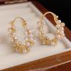 2024 Nueva Entrada Lujo Hebilla de Oreja de Perla Pendientes para Mujer Aros Franceses Clavos de Oreja Pendientes Elegantes de Combinación Universal Estilo de Moda Popular