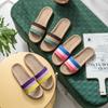 Pantuflas de Lino Primavera y Otoño Verano Cuatro Estaciones Hogar Suela Gruesa Paja de Ratán Verano Pantuflas para Hombre y Mujer Hogar Interior Venta al por Mayor