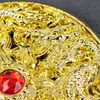 Letrero con Patrón de Dragón Chapado en Oro con Diamantes, Placa de Nombre de Plástico para Decoración de Caja de Regalo, Letrero de Dragón para Caja de Pasteles de Luna, Etiqueta para Caja de Té