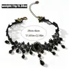 Collar de encaje negro estilo gótico vintage transfronterizo para mujer, cuello falso con borlas y pequeñas cuentas negras choker