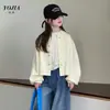 Jaqueta Feminina YOJIA Outono 2026 Novo Estilo Coreano Moda Menina Manga Longa Top Fino Roupas de Outono para Crianças