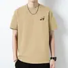 Camiseta de Algodón Puro para Hombre de Manga Corta Verano Marca de Moda Camiseta con Estampado de Letras de Moda Top de Algodón de Manga Media con Cuello Redondo