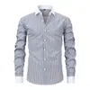 Camisa de Manga Larga para Hombre de Tallas Grandes Jiachuan Transfronteriza Europea y Americana con Cuello Windsor, Elástica, Resistente a las Arrugas, Suave como la Seda para Hombre