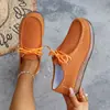 Sapatos Casuais Macios de Solado Grande Transfronteiriços Outono 2025 Novos Mocassins e Sapatos de Lona com Cadarço Quadrados para Homens e Mulheres