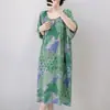 Bata de noche Laiqufeng anti-granos talla extra algodón seda, vestido morado para mujer, vestido largo casual de verano, adelgazante para mujeres de talla grande