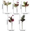 Recortes de Decoração de Caixa de Presente de Natal Recortes de Pinha de Planta Artificial de Natal Fruta Vermelha Polpa Acessórios de Decoração de Natal