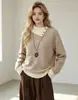 Nuevo Suéter de Bloques de Color con Cuello Estilo Perezoso Otoño/Invierno Europeo y Americano para Mujer, Suéter de Punto Versátil, Top Básico Adelgazante