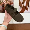 Sapatos Birkenstock de sola grossa bico redondo feio-bonito feijão sapatos únicos femininos Mary Jane estilo retrô 2026 Velcro abóbora outono