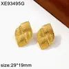 Pendientes de Acero de Titanio Chapados en Oro de 18K, Patrón Retorcido Ovalado, Sensación de Lujo Ligero y Gama Alta, Venta al por Mayor Europea y Americana Transfronteriza