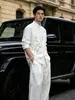 Camisa bordada de alta calidad, estilo chino nuevo, de manga larga con cuello mao, perfecta para bodas, compromisos y uso diario versátil, con una hermosa caída.