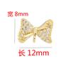 Pendientes de plata 925 con microincrustaciones de circonita y lazo, accesorios de joyería DIY, versión coreana, chapados en oro real de 14 quilates, venta al por mayor