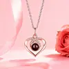 Collar de Proyección de Corazón de Lujo Minimalista para Mujer, Acero de Titanio, Superventas Transfronterizo, Combinación de Alta Gama con Caja de Regalo de Flor Preservada, Regalo de Joyería
