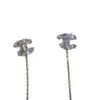 Brincos de Prata 925 com Agulha Zircônia Microincrustada Exquisita Letra C Cruzada com Franja Joia de Orelha Simples Versátil de Luxo Leve