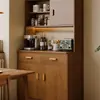 Aparador de Madeira Maciça Ecológica Contra a Parede Armário de Cozinha Integrado Estante de Sala de Estar Armário de Vinho de Luxo Leve Armário de Armazenamento Doméstico