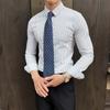 Live with Goods Primavera Nueva Camisa de Manga Larga Rayada Oscura con Botones para Hombre Corte Delgado Yipi Guapo Casual Británico