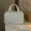 Bolsa de Cosméticos de Mano de Lunares de PU Gran Capacidad Doble Capa con Compartimentos Portátil para Viajes al Aire Libre Neceser Bolsa de Almacenamiento Impermeable