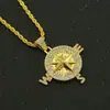 Collar con colgante de brújula náutica estilo hip-hop europeo y americano, marca de moda, joyería con colgante exagerado de personalidad para hombre
