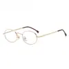 Gafas de lectura casuales y de moda con montura pequeña de alambre dorado, Gafas para presbicia para mujer estilo Pure Lust con luz azul suave, Gafas de lectura para hombre