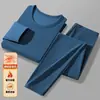 Conjunto de ropa interior térmica transfronteriza para hombre, con forro de forro polar de doble cara para abrigar, adecuado para otoño e invierno