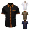 2026 Verano Transfronterizo Nuevo Talla Europea Moda Masculina Tendencia Bloques de Color Casual Manga Corta Camisa Venta al por Mayor