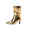Botas Simples Tamanho Botas Femininas Comércio Exterior Botas Curtas Botas de Cavaleiro Outono/Inverno H Bico Fino 30 Botas Britânicas WIS Tamanho Médio 48 prata