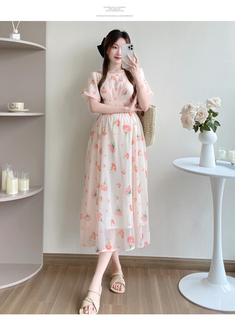 夏季新款泡泡袖孕妇连衣裙