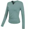 Top deportivo transfronterizo para mujer, cuello en V, elástico, de secado rápido, ropa de yoga, entrenamiento, manga larga, ropa ajustada adelgazante, ropa de fitness para otoño e invierno