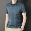 Ropa de Verano para Papá de Edad Media y Mayor del EEE Camiseta de Manga Corta para Hombre Bolsillo Real Top de Media Manga Camisa Polo con Bolsillo Rayado