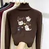 Top Base Térmica Infantil Pelúcia Escovada Gola Meia-Alta Outono/Inverno Meninas Quente Versátil para Crianças Médias/Grandes Borda com Babado Roupa Íntima