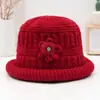 Chapéu de mãe para mulheres de meia-idade e idosas, chapéu de tricô de lã quente com veludo, chapéu de proteção contra o frio para senhoras idosas no inverno