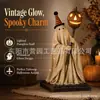 Bestseller transfronterizo: Bastón de calabaza brillante con estatua de fantasma con capucha, Adorno de artesanía de resina para decoración del hogar de Halloween