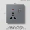 Enchufe de Pared con Interruptor Gris Mate Estándar Británico de Comercio Exterior, Una Abertura, 13A, Multifunción, Cinco Agujeros USB, Enchufe Europeo, Interruptor de 25A