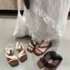Sandalias de Suela Gruesa para Mujer para Usar con Faldas, Moda Verano 2026, Punta Abierta, Aumentador Interno de Altura, Pantuflas de Dos Formas de Usar