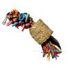 Loro palma tejido juguete para pájaro juguete colorido trenza de maíz rafia juguete para tirar juguete de madera para picotear