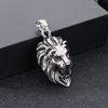 Serie de Joyería con Cabeza de Animal Dominante Hip Hop HIPHOP Circonita Rey de la Selva Cabeza de León Acero de Titanio Colgante para Hombre
