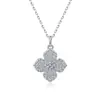 Collar de trébol de cuatro hojas de plata de ley S925 totalmente engastado con diamantes de moissanita, colgante de trébol de la suerte de lujo ligero, cadena para clavícula de mujer, venta al por mayor de fábrica
